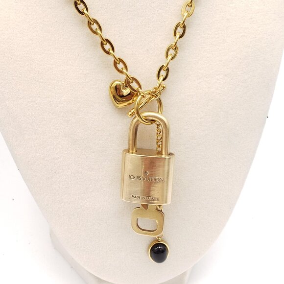 Authentic Louis Vuitton Gold Padlock with Unbranded Stainless Steel Chain - Picture 5 of 9